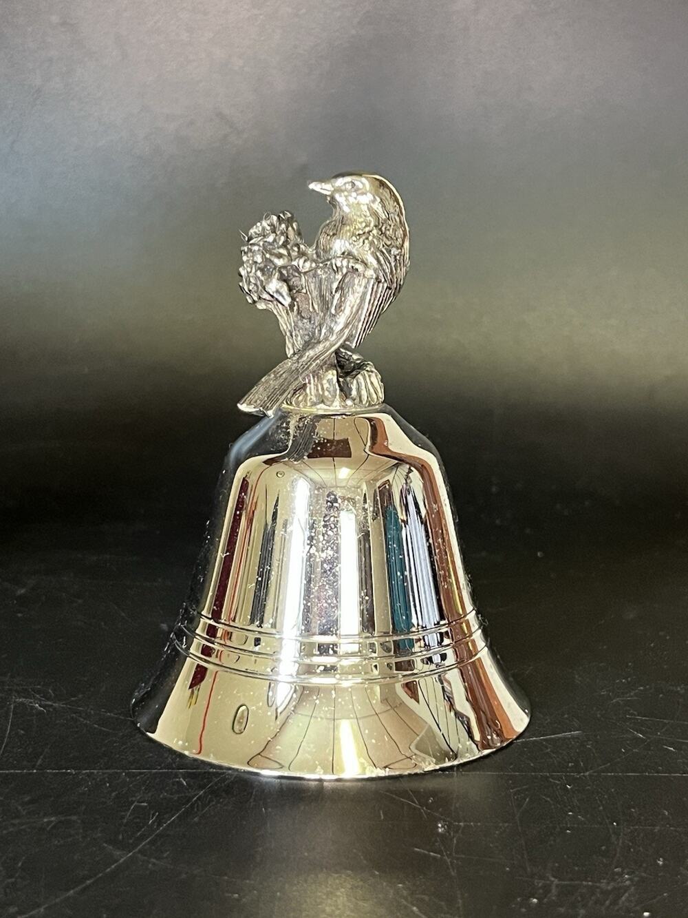 Danbury Mint Black Capped Chickadee Silverplated Songbird Bell